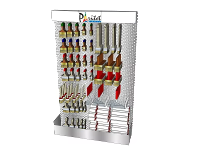 Retail Display Shelf With Metal Perforated Design For Organizing Tools And Brushes 3d model