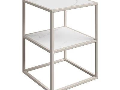 Elegant Modern Metal Frame Storage Shelf With Three Tier Marble Shelves And Sleek Structure 3d model