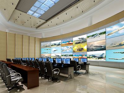 Command and Control Hall of Modern Monitoring Room 3d model