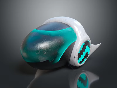 Fashionable Modern Hat With Turquoise Green Black White Glossy Surface And Geometric Pattern 3d model