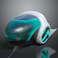 Fashionable Modern Hat With Turquoise Green Black White Glossy Surface And Geometric Pattern