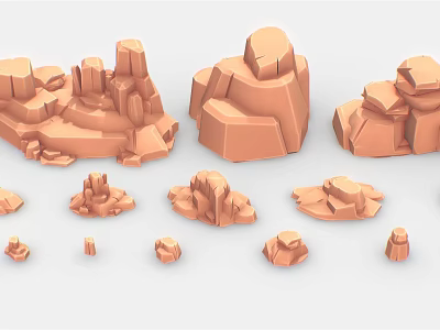 Realistic Stone Material 3D Models With Various Sizes And Shapes For Design Projects 3d model