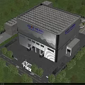 CCC Industrial Plant Exterior Design With Grid Roof Parking Area And Surrounding Trees