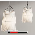 Two Modern Pendant Lights With White Pleated Fabric Shades And Black Metal Frames