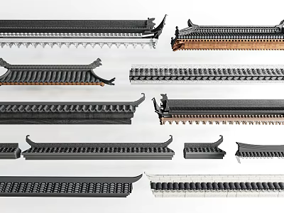 Traditional Chinese Architectural Eaves And Roof Components With Ornamental Design Details 3d model