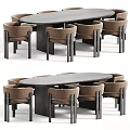 Modern Dining Table And Chairs Combination With Wooden Frame And Fabric Upholstered Seats