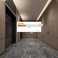 Modern Elevator Hallway With Wooden Panel Walls Marble Flooring And Ceiling Lighting 3d model