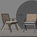 Leisure Chairs With Modern Design Woven Backrests And Light Colored Cushions In Wood Black Frames