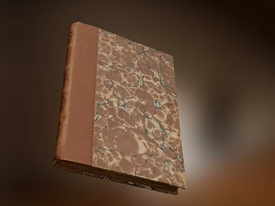 Vintage Classic Book With Marbled Pattern Cover And Brown Leather Spine Design 3d model