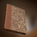 Vintage Classic Book With Marbled Pattern Cover And Brown Leather Spine Design