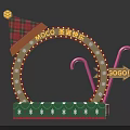 Christmas Photo Spot Featuring Round Frame Red Plaid Hat Candy Canes And Snowflakes