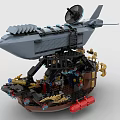 Building Blocks Model With Gray Aerial Structure Propeller And Brown Detailed Base Minifigures Red Buoys