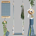 Unique Hanging Garden Decor With Braided Rope Wooden Accents And Green Plants