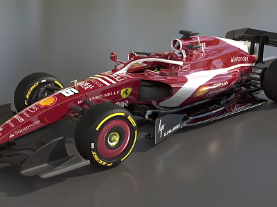 Red Ferrari Formula 1 Car With Racing Design And Sponsor Logos 3d model