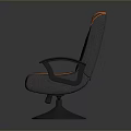 Gray and Orange Striped Fabric Office Chair with Swivel Base and Armrests