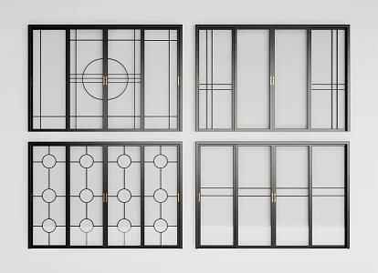 Modern sliding door glass sliding door combination 3d model