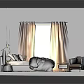 Cartoon Bedroom Scene With Wooden Wall Panels Bed Desk Chair Gray Armchair And Window Curtains