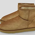 Brown Short Suede Boots With Fleece Lined Cuff And Light Rubber Sole For Winter
