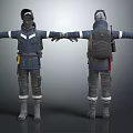 Tactical Uniform Coat With White Stripes Backpack Functional Boots And Gear Design