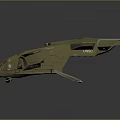 Military Scifi Spaceship 3D Model With Angular Design And Olive Green Color