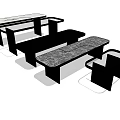 Modern Dining Table With Marble Tabletop And Black Metal Legs Design Elements 3d model