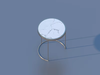 Modern Round Side Table with Marble Top Curved Metal Frame for Living Room 3d model