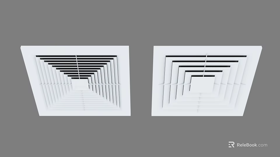 White Square Air Conditioner Air Vents With Grille Design For Ceiling Use 3d model 