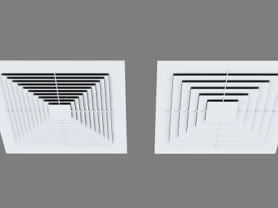 White Square Air Conditioner Air Vents With Grille Design For Ceiling Use 3d model
