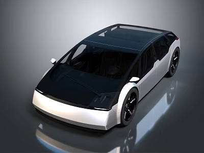 Modern Concept Car with Streamlined Body Black Roof White Exterior Large Windows Black Alloy Wheels 3d model