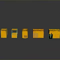 Multiple Yellow Computer Cases Arranged On Black Reflective Surface With Gray Background