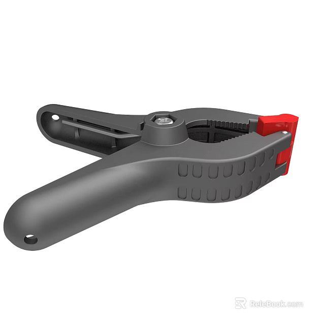 Adjustable Gray Hand Clamp With Red Accents And Ergonomic Grip Design 3d model 