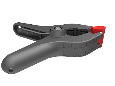 Adjustable Gray Hand Clamp With Red Accents And Ergonomic Grip Design 3d model