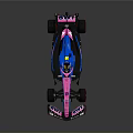 BWT Sponsored Formula Race Car With Blue And Pink Livery And Yellow Helmet