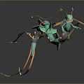 3D Rendered Green Dragon Creature With Blue Yellow Accents Chains And Ribbons
