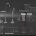 Various 3D Fountain Models Featuring Water Jets And Decorative Structures