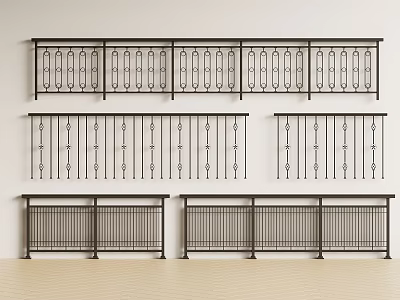 Stylish Metal Railings For Home With Various Decorative Patterns And Designs 3d model