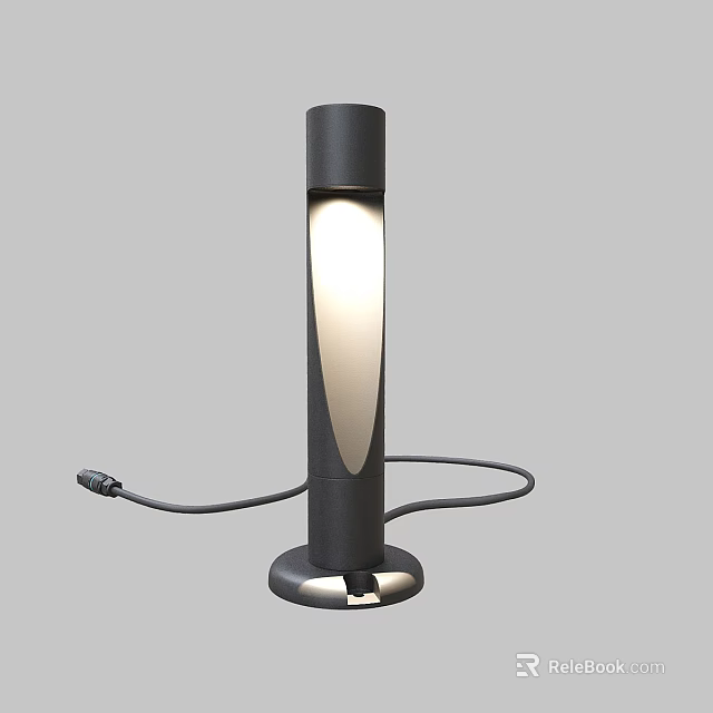 Modern Black Cylindrical Floor Lamp With Illuminated Section And Power Cord 3d model 