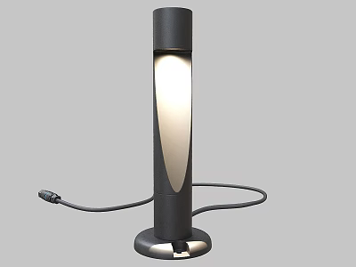 Modern Black Cylindrical Floor Lamp With Illuminated Section And Power Cord 3d model