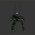 Green Sci Fi Mechanical Robot Character With Four Legs Antenna And White Cross