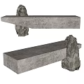 Traditional Stone Reception Desk With Lion Sculptures As Supports Rustic Textured Surface