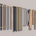 Assorted Stylish Door Handles in Various Materials and Colors Arranged Neatly