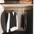 Modern Wooden Wardrobe With Hanging Clothes Luggage Drawers And Open Shelves