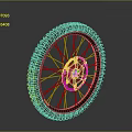 Bicycle Wheel With Black Maxxis Minion Tire Purple Hub Silver Spokes And Disc Brake