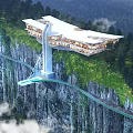 Cliffside Visitor Center With Modern Overhanging Design And Surrounding Mountain Cloud Views