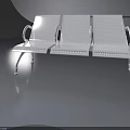 Modern White Three Seater Metal Bench With Perforated Design And Armrests