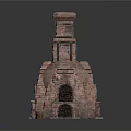 Traditional Brick Oven With Chimney Arch Opening Wood Logs And Small Container