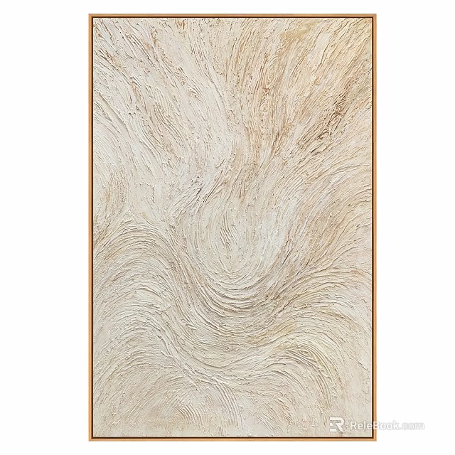 Modern Wall Decor With Wavy Texture In Neutral Tones And Wooden Frame 3d model 