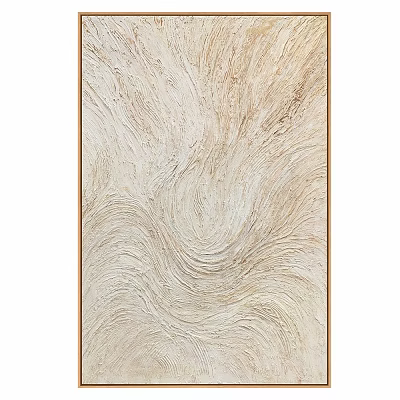 Modern Wall Decor With Wavy Texture In Neutral Tones And Wooden Frame 3d model
