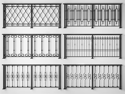 Various Decorative Metal Fence Designs With Intricate Patterns And Ornate Details 3d model