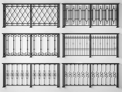 Modern guardrail wrought iron guardrail 3d model